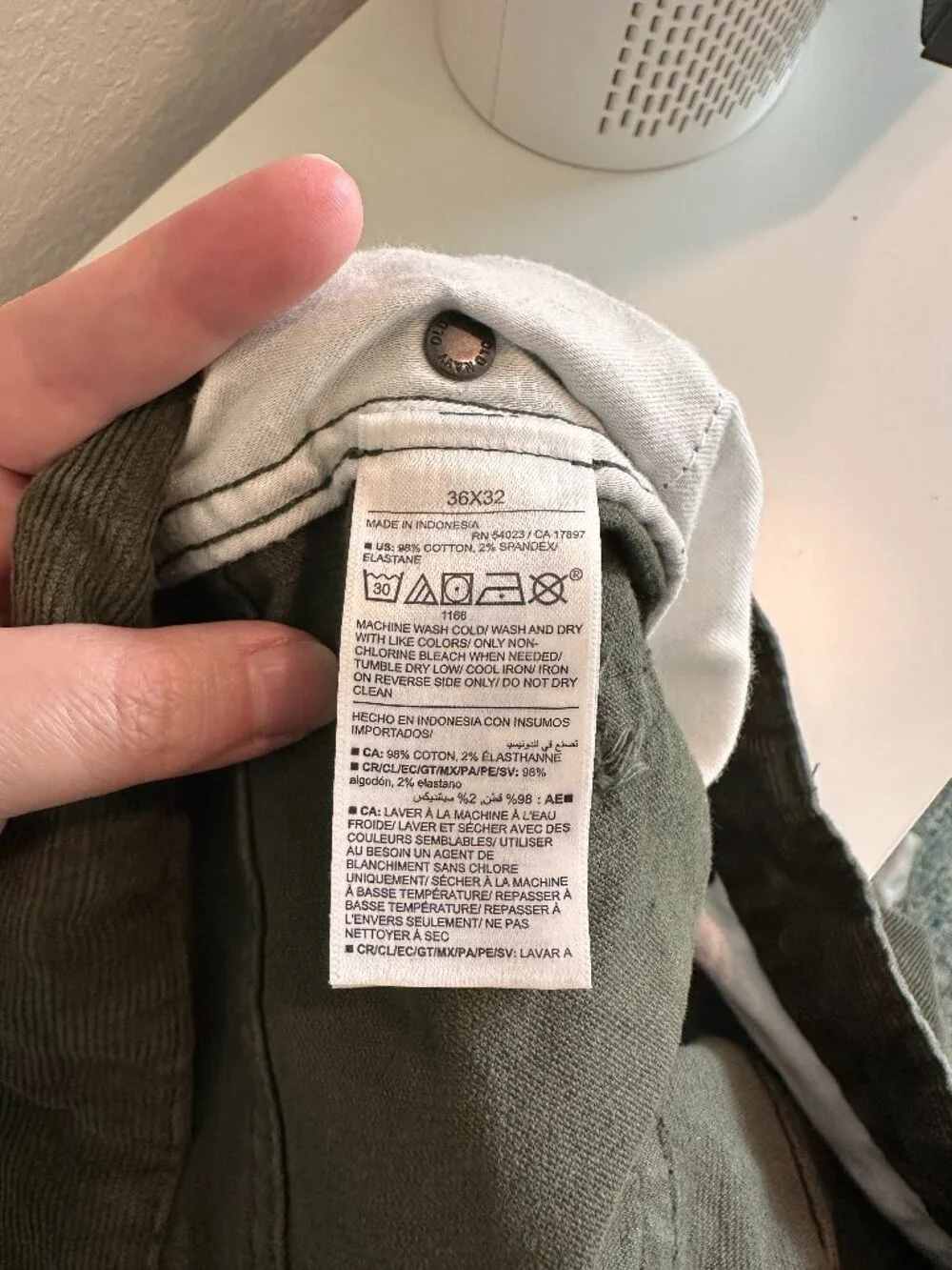 Old Navy Slim Five-Pocket Corduroy Pants Dark Olive 36W 32L